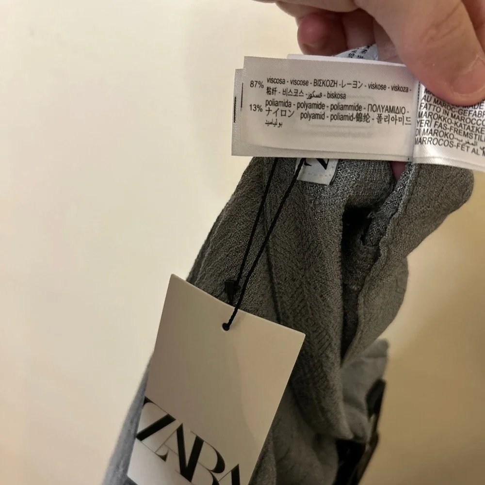 ZARA Gray Wrap Linen Blend Palazzo Pants Size‎ S
